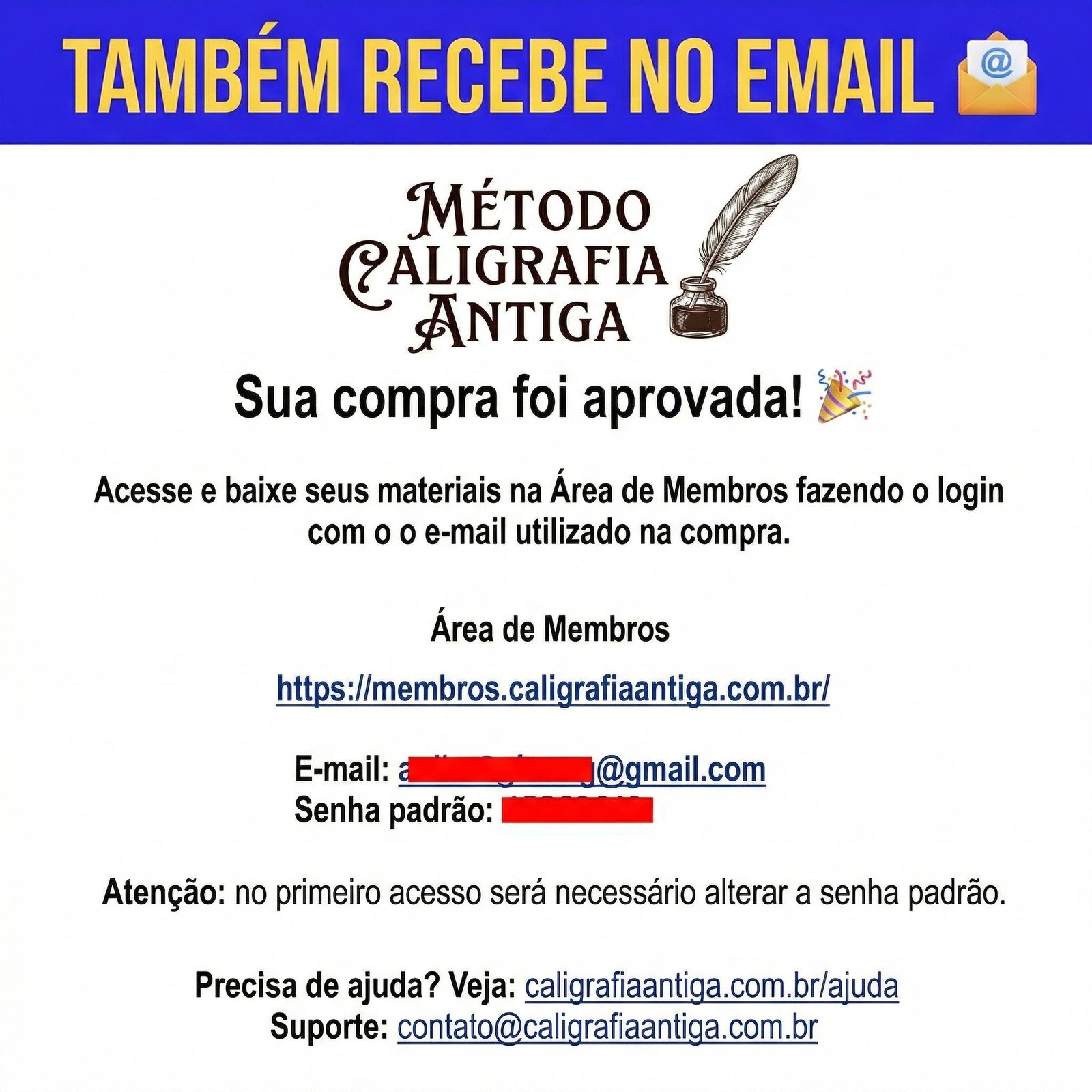 Também recebe o acesso pelo e-mail cadastrado na compra.